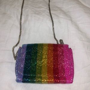 Moyna rainbow beaded clutch bag